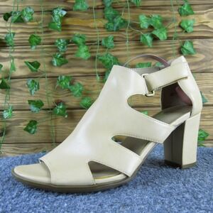 Naturalizer Lexie Women 9 Beige Synthetic Cutout‎ Peep Toe Block Heel Sandals